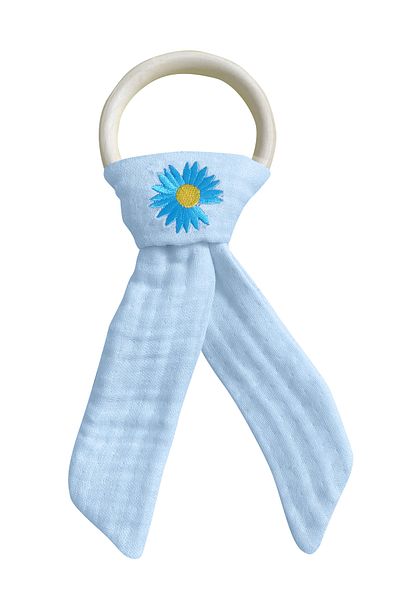 Joyous Mom Kids Muslin Baby Teether Washable 100% Natural Wooden Teething Ring Patterned