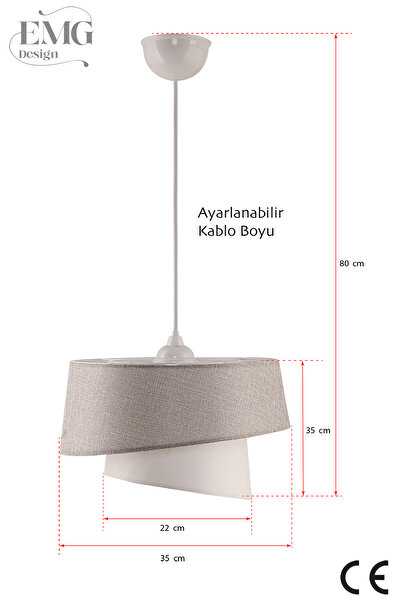 Emg DesiGn Manolya Modern Kumaş Başlıklı 2 Katlı Yatak Odası Çocuk Odası Salon Mutfak Hol Avize