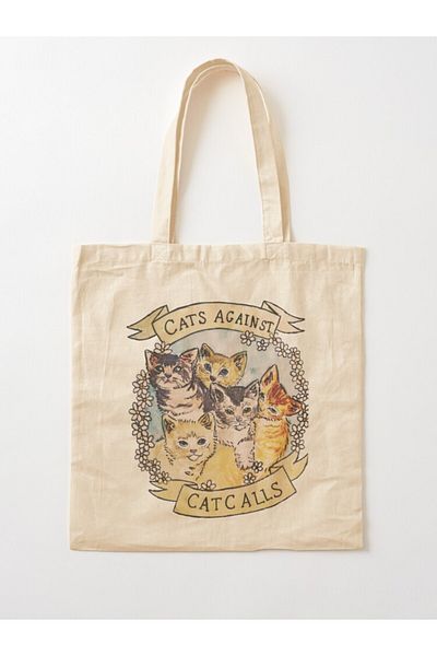 w house Gusseted Cloth Shoulder Bag 04010 - Cats Against Cat Calls