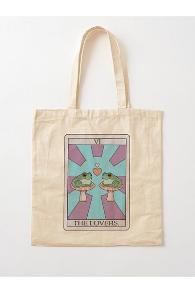 w house Gusseted Cloth Shoulder Bag 12726 - The Lovers Frog Tarot