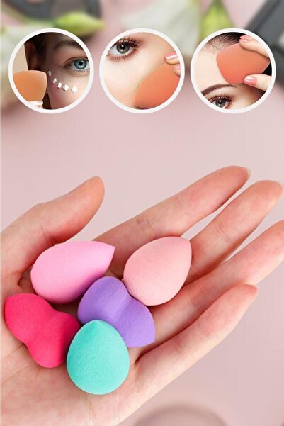 MUJGAN Mjgn-170 Büyük + Orta Mini Boy 3'lü Armut Sünger Seti Açık Pembe