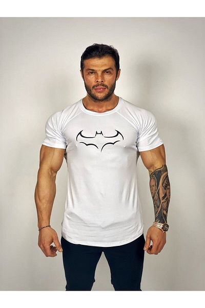 BLACK Ανδρικό μπλουζάκι White Bat Fitness