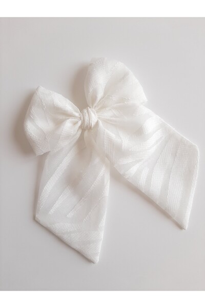 NEW BOWS BANDS Girl's Large Pinwheel Clip Hair Clip White Patterned Tulle