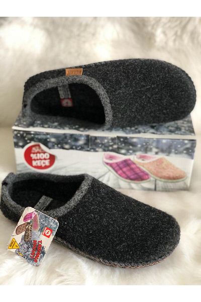 GEZER Women's Wool Felt Non-Slip Orthopedic Silent Sole Very Light Soft Winter House Slippers