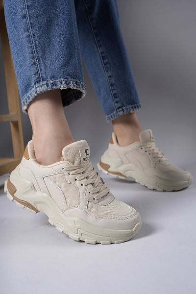 Riccon Delossiel Damen Sneakers0012159 Ecru Hellbraun