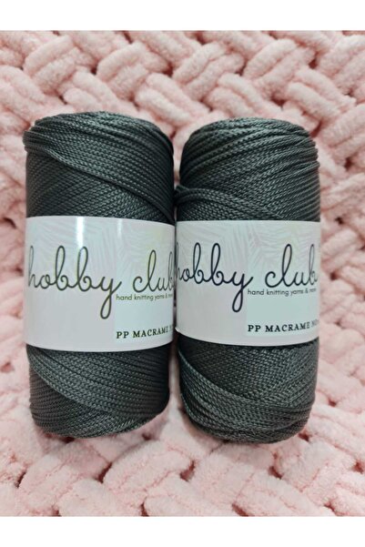 hobby club [2adet 4 No 200 gr ]polyester Makrome Gri Orta Kalın Supla Ve Çant...