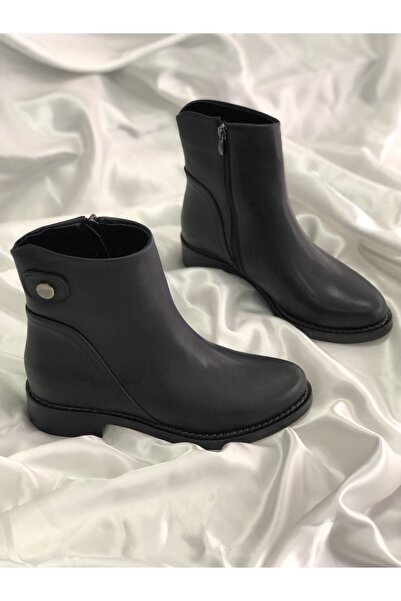 Hg Ayakkabı ESTERA ΜΑΥΡΕΣ ΔΕΡΜΑΤΙΝΕΣ ΧΕΙΜΕΡΙΝΕΣ ΜΠΟΤΑΚΕΣ ΜΕ φερμουάρ