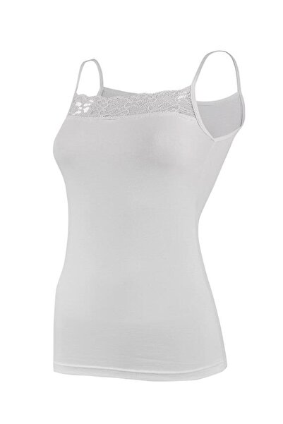 YILDIZ 6 штук зіркових лікраних мереживних майок на бретельках, білих 2135