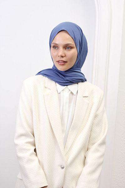 SpecialScarf Hijab Fashion VISKOSE COMBED SHAL SPECIAL SERIES DOUBLE STITCHED (RECING) 220 GRAMS SIZE 70*180 BLUE COLOR