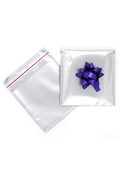 reprodesign 11X12 Silver Luxury Banded Matte Metalized Gift Package (50 Pcs)