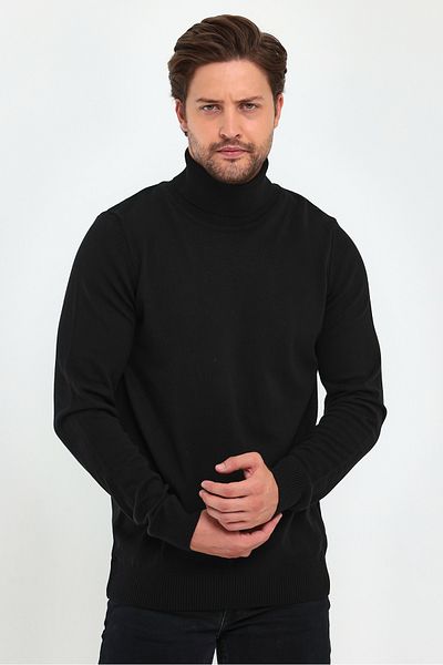 Lafaba Ανδρικό πουλόβερ με μαύρο ζιβάγκο Basic πλεκτό