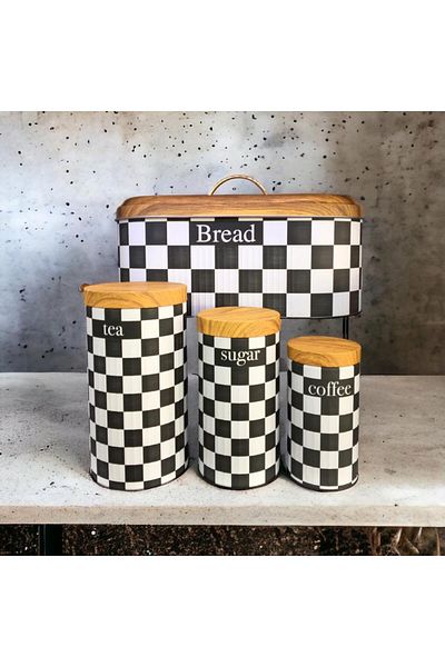 MİHMAN HOME 4-Piece Metal Jar Set Bread Bowl and Maker