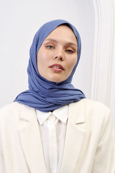 SpecialScarf Hijab Fashion VISKOSE COMBED SHAL SPECIAL SERIES DOUBLE STITCHED (RECING) 220 GRAMS SIZE 70*180 BLUE COLOR