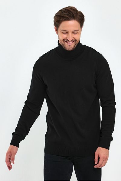 Lafaba Ανδρικό πουλόβερ με μαύρο ζιβάγκο Basic πλεκτό