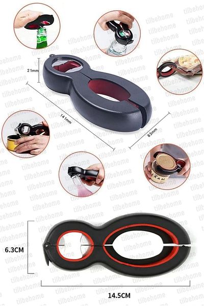 Tilbe Home 2-Piece Jar Can Opener 6+1 Function Coke Bottle Cap Opening Pliers Lid Clamping Kitchen Tool