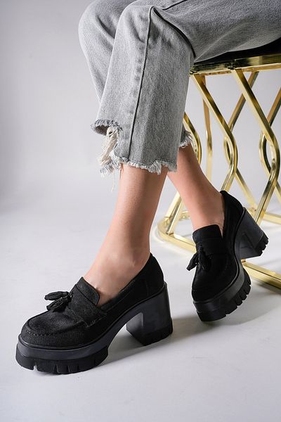 Riccon Aendorei Damen Loafer0012509 Schwarz Wildleder