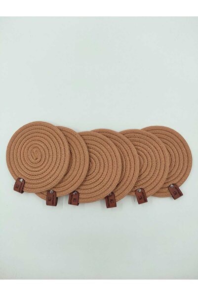 REYGON TEKSTİL DECORATIVE JUTE ROUND COASTERS COLOR CAMEL HAIR