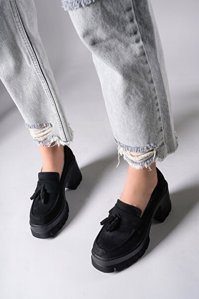 Riccon Aendorei Kadın Loafer 0012509 Siyah Süet