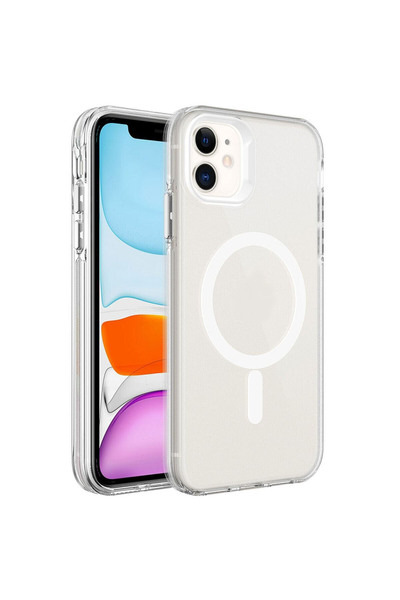 Nezih Case Apple iPhone 12 Uyumlu Magsafe Şarj Özellikli Buzlu Transparan Ser...