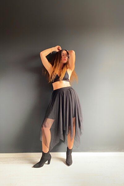 Quincey ДВУСЛОЙНА ПОЛА ЛАЛЕ С АСИМЕТРИЧНА КРОЙКА