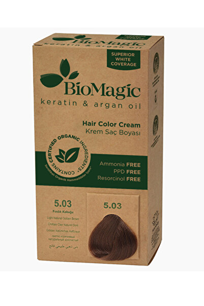 BIOMAGIC SAKLI GÜZELLİK Doğal Saç Boyası Boyası Fındık Kabuğu No. 5.03 8699367125604