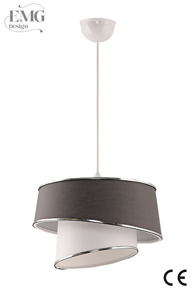 Emg DesiGn Kumaş Manolya Modern Tekli Avize ve 2 Li Abajur Seti