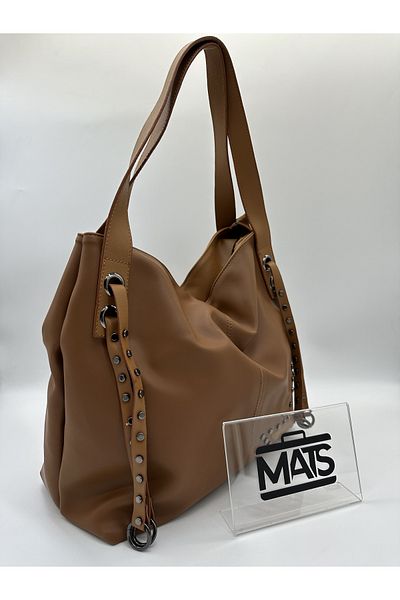 DSN Star Patterned Tan Hand and Shoulder Bag