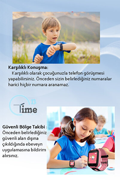 On Time Tech Sim Kartlı Ortam Dinleme Özellikli Kameralı Gps Konum Arama Yapan-q19 Smart Kids Watch