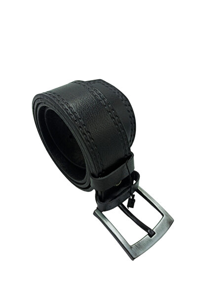 Men's Black Genuine Leather Patterned Sports Leather Belt