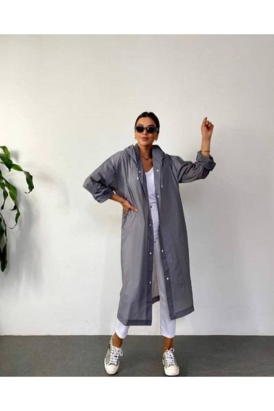 ÖNDER MODA Unisex Gray Eva Fabric Water And Windproof Raincoat
