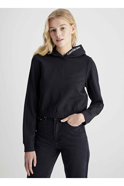 Calvin Klein Jeans Hooded Collar Black Women's Sweatshirt J20J222200Beh