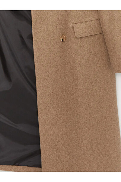 LC Waikiki LCWAIKIKI Classic Kadın Kruvaze Yaka Düz Kaşe Kaban