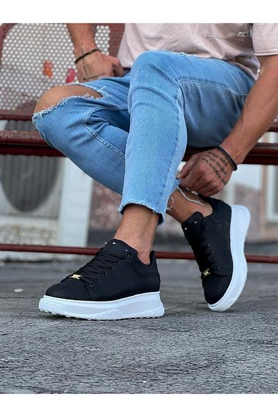 Joy Man J501 Pantof casual pentru bărbați, cu talpă ortopedică cu șireturi, BT Negru
