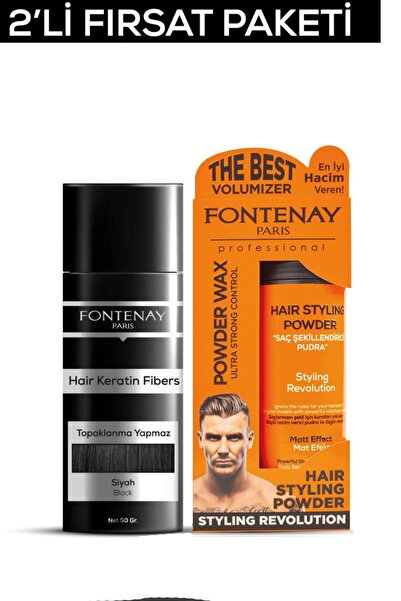 Fontenay Saç Dolgunlaştırıcı KeratinFibers Siyah Topik Saç Tozu 50gr+Ultra St...