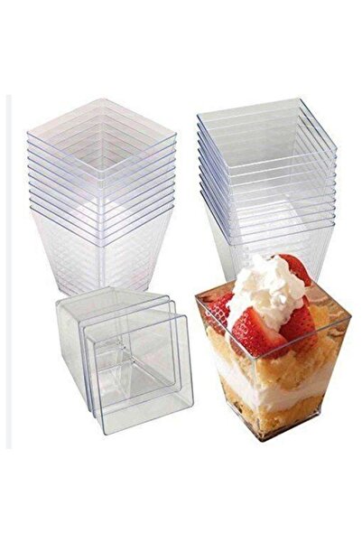 Genel Markalar Plastik Prizma Kap 200cc 50 Kap 50 Tatlı Kaşığı Hediyeli