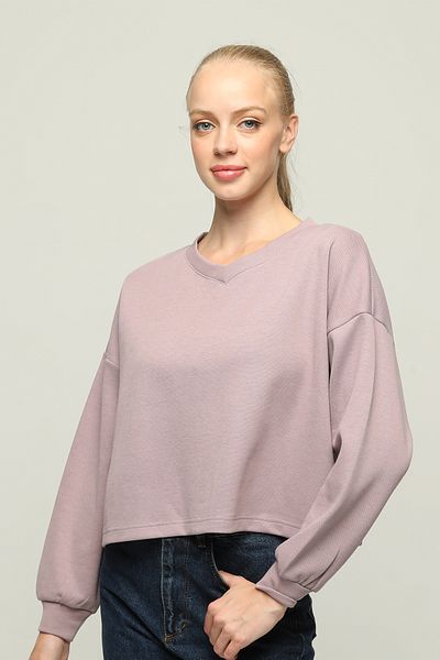 Owut Collection Γυναικεία μπλούζα με μακρυμάνικο V λαιμόκοψη Oversize Special Fabric