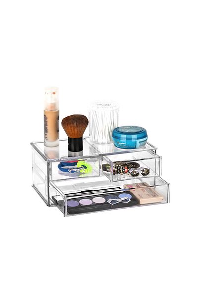 Eynel Cosmetic Organizer with Drawers Large Crystal Makeup Table Organizer Organizer Drawer Box