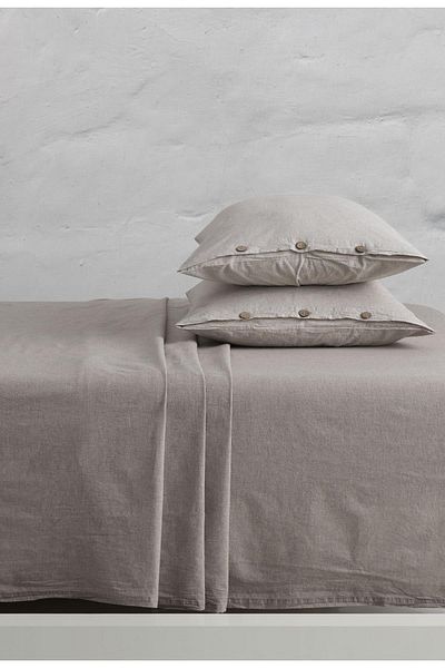 Berolige Chambray 100% Cotton Washed Yarn Painted Bed Sheet Brown 240X260