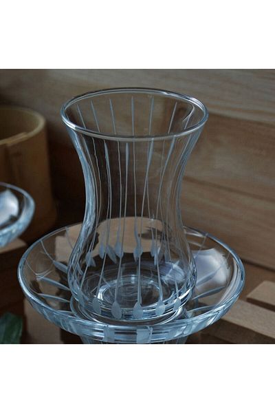 BAŞAK 6-Person Slim Waisted Long Line Tea Set - 12 Pieces