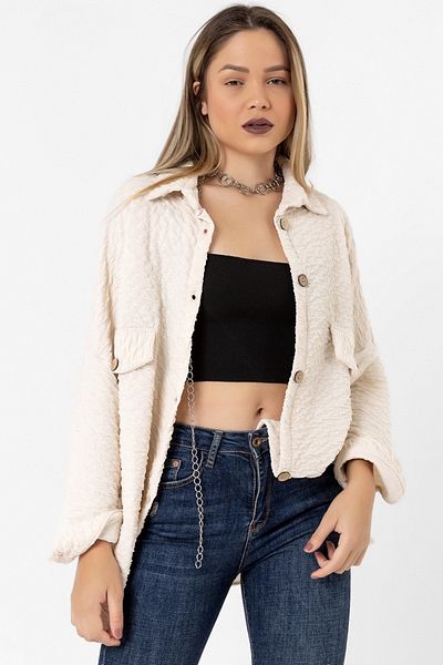 ubmbutik Oversize Quilted Jacquard Shirt Jacket