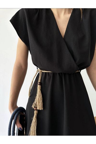 Quzu BELT DETAILED MIDI DRESS