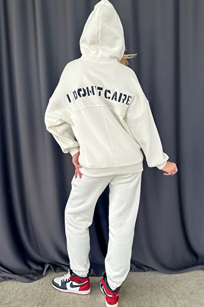 Eka Γυναικεία φόρμα φόρμας εκρού I DONT CARE 1007-0342