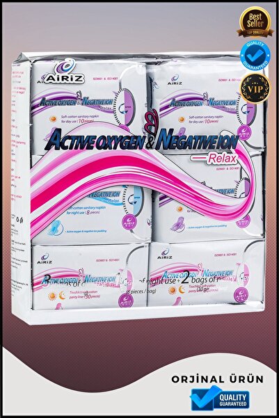 OverPazar 98 قطعة من الفوط الصحية من Airiz فوط صحية للنساء أكتيف أوكسجين وسالب