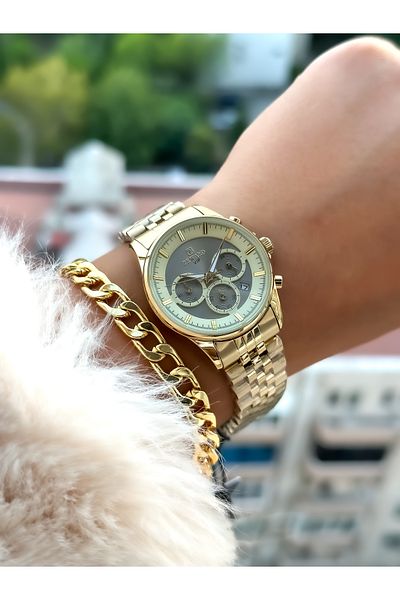 Reward Number Dial, Steel Strap, Yellow Color Women's Wristwatch + bracelet