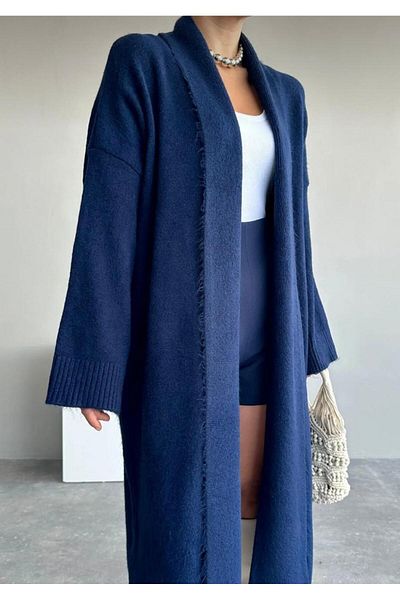 Laluvia Langer Strickcardigan mit Schalkragen