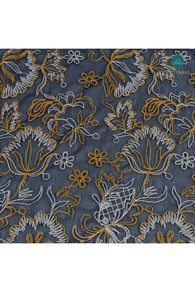 METERİAL EMBROIDERY ON NET BLACK