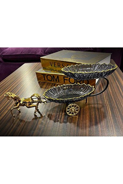 Gims Hand Crafts ÇİZGİLİ CAMLI KATLI ATLI SERVİS