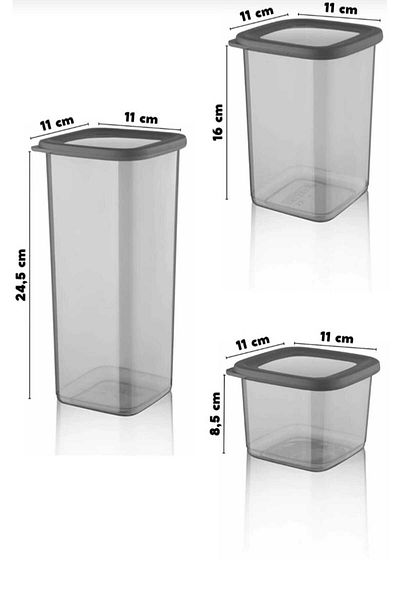 Open Home Concept Set of 24 Anthracite Economical Unbreakable Storage Containers with Labels 1.75/1.2/0.55 Lt