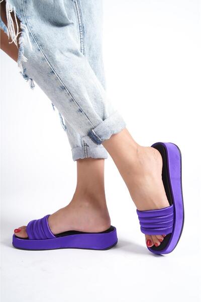 Capone Outfitters Capone Flat Heeled Single Strap Comfort Satin Fashion Women's Slippers