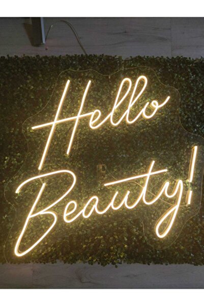 dekoraven Hello Beauty Yazı Neon Led Tabela Dekoratif Aydınlatma(70x55cm)